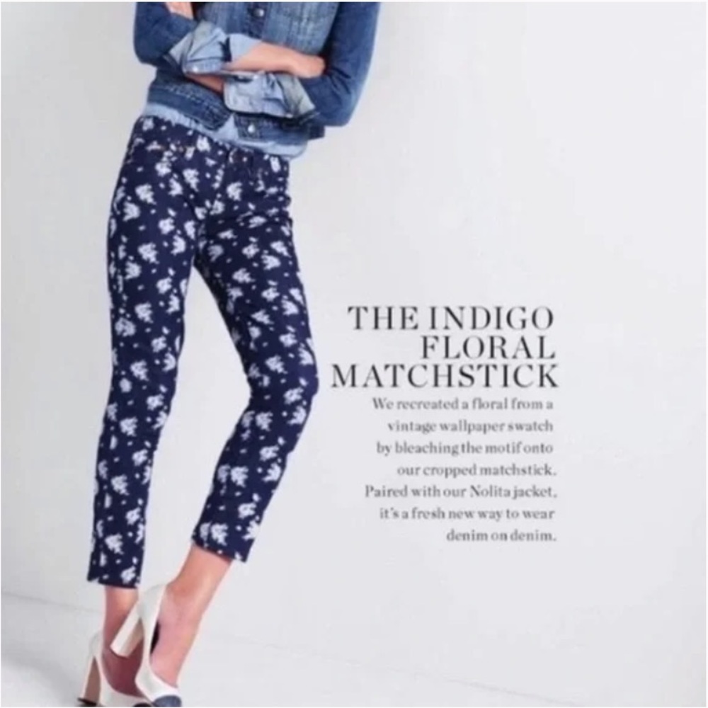 J. Crew Cropped Matchstick Floral Print Jeans